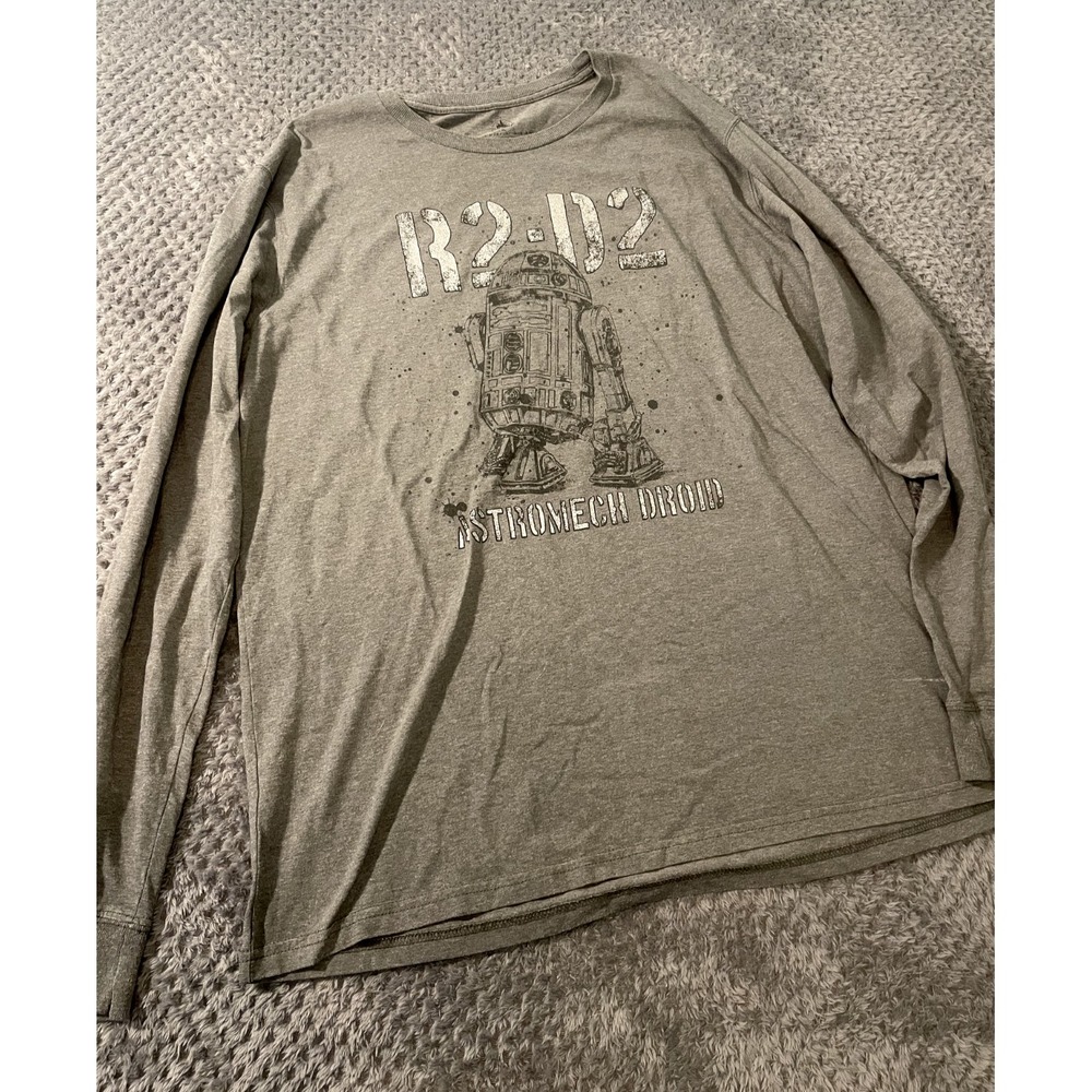 Disney Star Wars R2-D2 Long Sleeve Womens Top Size XL Gray Casual Movie